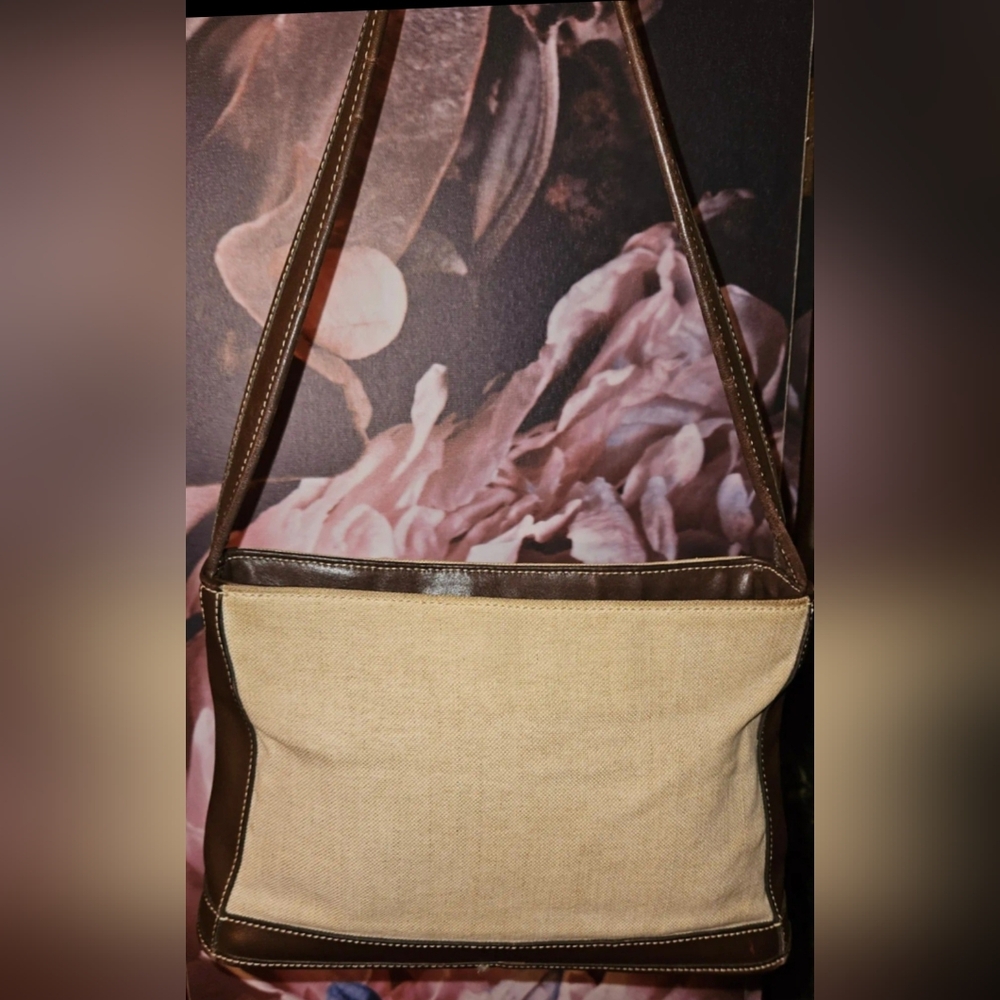 Coach Vintage Bleecker Linen Leather Shoulder Bag 1999